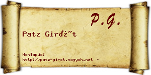 Patz Girót névjegykártya